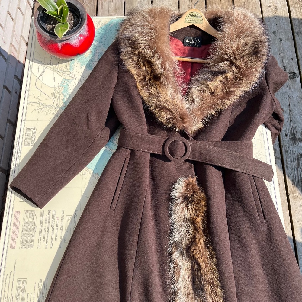 Vintage 70s Brown Fur Trimmed Penny Lane Jacket